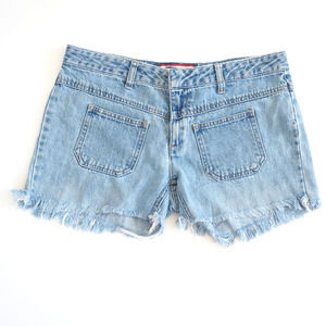 Y2K Vintage Low‎ Rise Cut Off Jean Shorts Bare Back Size 6 100% Cotton